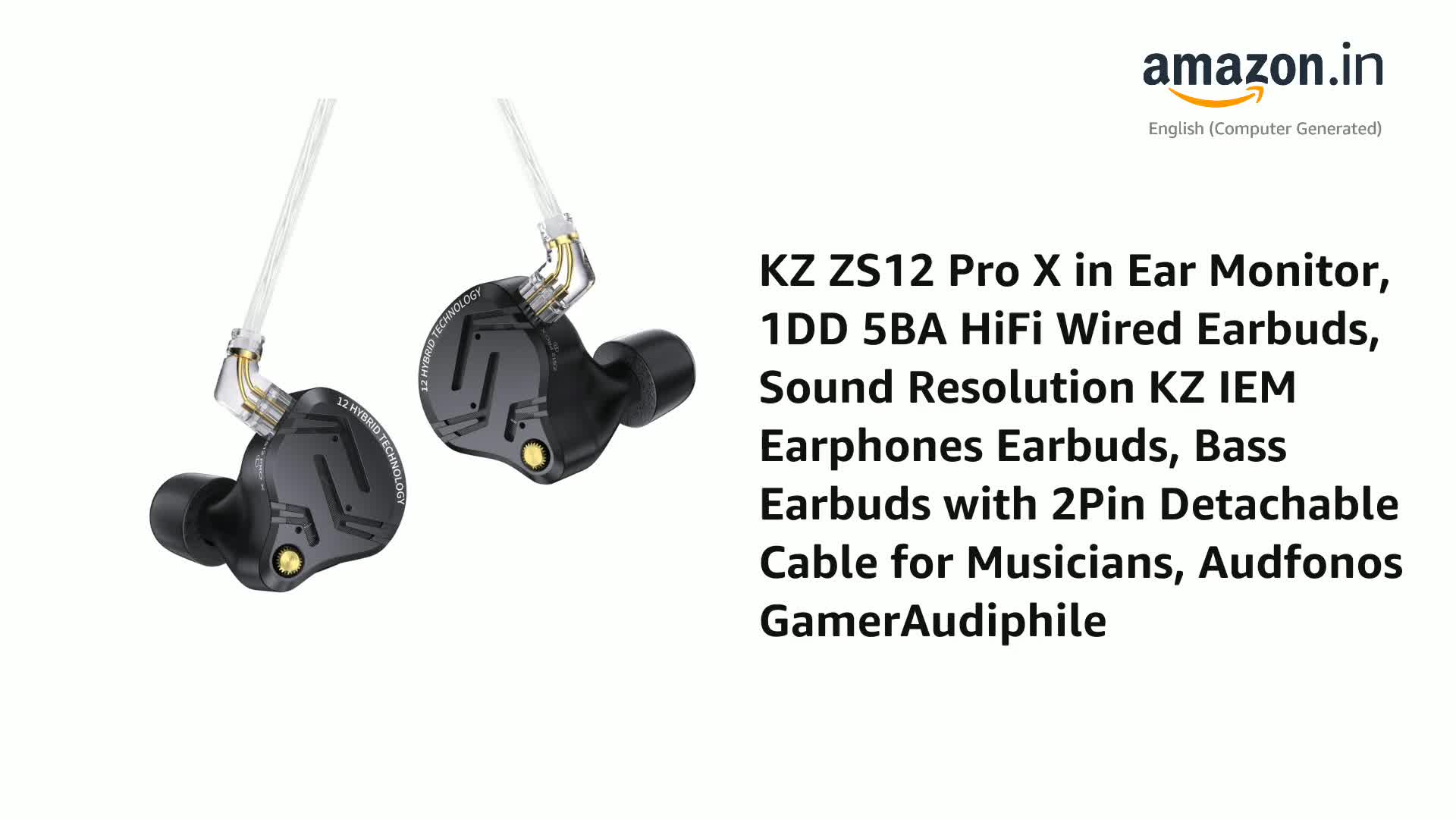 KZ ZS12 Pro X in Ear Monitor, 1DD 5BA HiFi Wired Earbuds, Sound